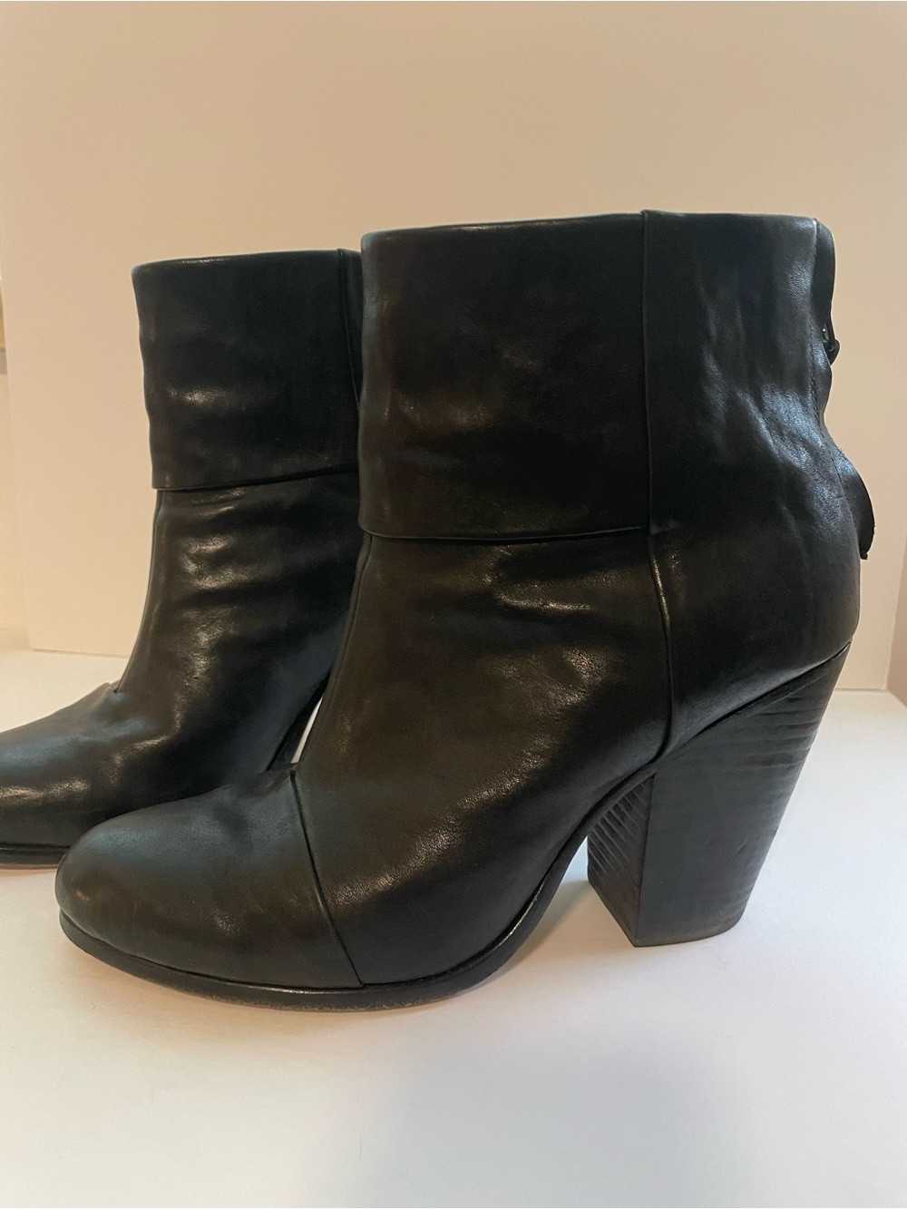 rag & bone Black Leather Ankle Booties, size 39.5